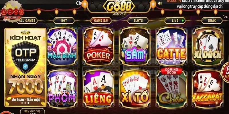 Đa dạng thể loại game đổi thưởng có tại Go88